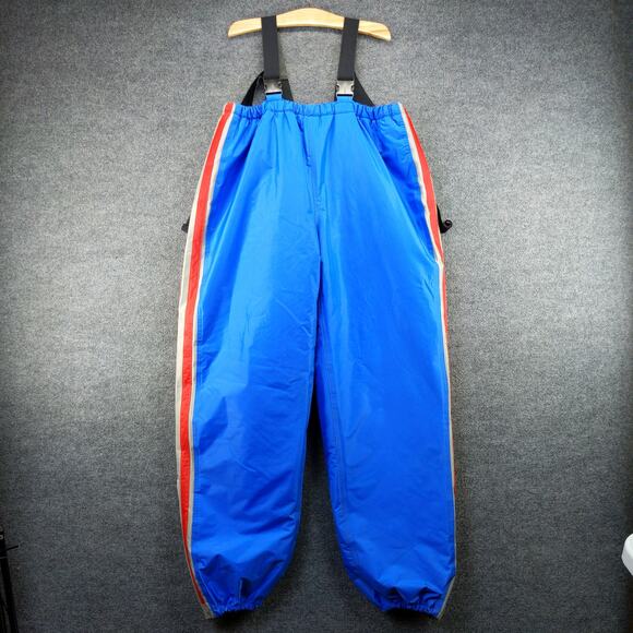 Unbranded Insulated Snow Pants Overalls Size XL Blue Red White Stripes - Picture 2 of 12